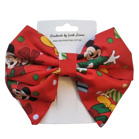 Mickey Mouse Red Christmas Hairbow