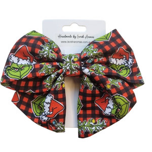 Grinch Hairbow (Tartan)