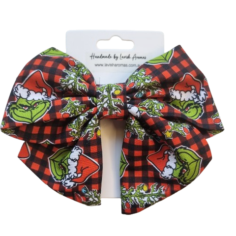 Grinch Hairbow (Tartan)