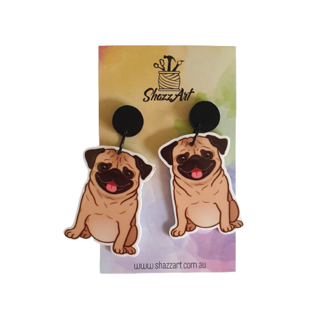 Pug Dog Earrings