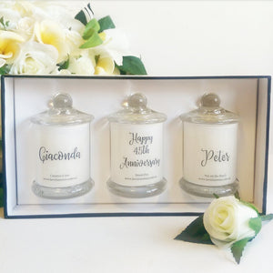 6 x Personalised Small Candle Trio Gift Pack